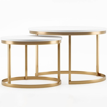 Runde sofabord 2in1 hvid / guld RABEN 2